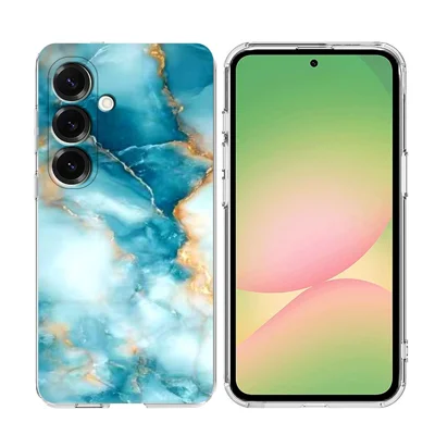For Samsung Galaxy A35 5G Case Marble Pattern Printing Soft TPU Phone Cover - Blue