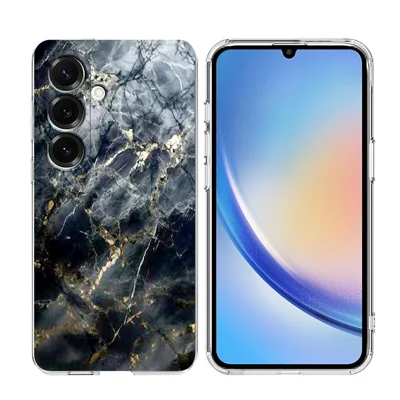 For Samsung Galaxy A14 5G / A14 4G Case Marble Pattern Printing Soft TPU Phone Cover - Black