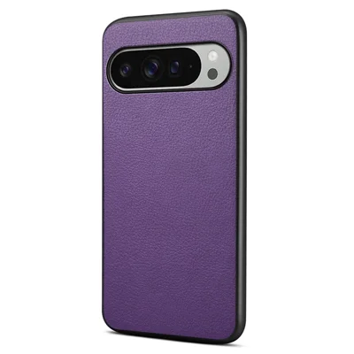 For Google Pixel 10 Pro XL Case Calf Texture Leather + PC + TPU Phone Cover - Purple