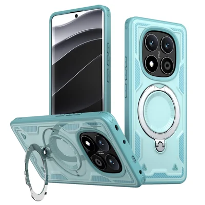 For Xiaomi Poco X7 5G / Redmi Turbo 4 Pro 5G Case Magnetic Case Military Protection PC + TPU Kickstand Phone Cover - Baby Blue