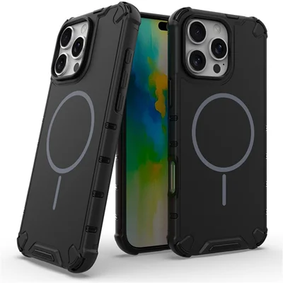 For iPhone 16 Pro Case TPU + PC Heat Dissipation Phone Cover Support Wireless Charging - Black