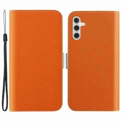 For Samsung Galaxy A14 5G / 4G Candy Color PU Leather Case Litchi Texture Phone Stand Full Protection Wallet Cover - Orange