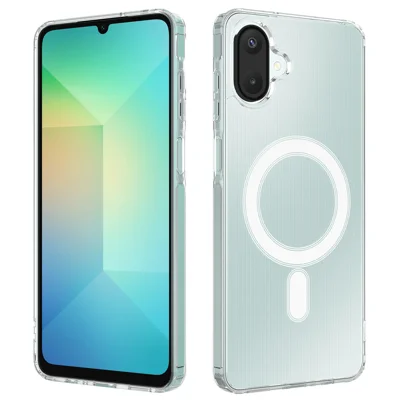 For Samsung Galaxy A08 4G / A08 5G / F07 4G / M17e 5G / M07 4G / A07 5G / A07 4G Clear Phone Magnetic Case TPU+Acrylic Back Cover - Clear