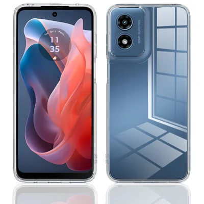 For Motorola Moto G Play (2024) 4G Clear Phone Case TPU+Acrylic Shockproof Phone Back Cover - Clear