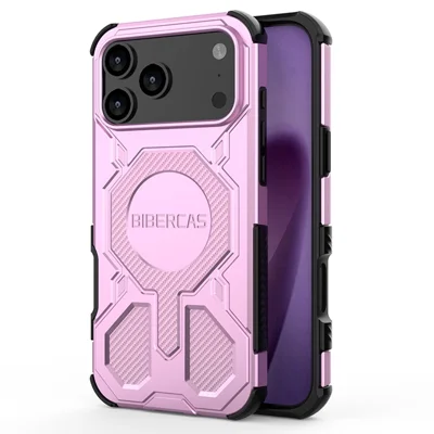 BIBERCAS J-16 Series Capa para iPhone 17 Pro Compatível com MagSafe Antiderrapante TPU + PC - Roxa