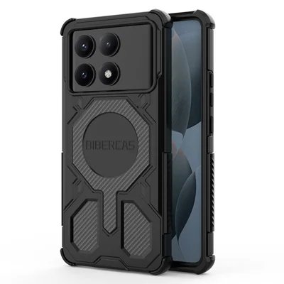BIBERCAS J-16 Series For Xiaomi Redmi K70E 5G  /  Poco X6 Pro 5G Magnetic Case Anti Drop TPU + PC Phone Cover - Black