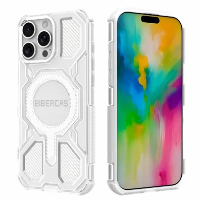BIBERCAS J-16 Transparante Serie voor iPhone 16 Pro Max Hoesje Compatibel met MagSafe TPU + PC Telefoonhoes - Transparant