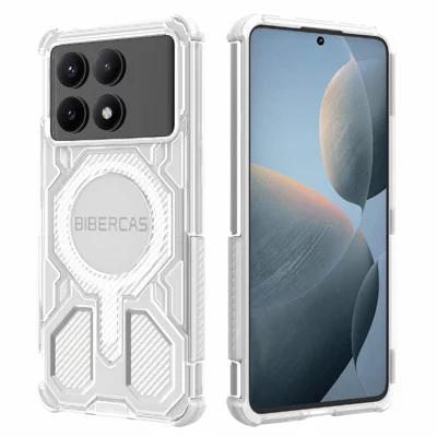 BIBERCAS J-16 Transparent Series For Xiaomi Redmi K70E 5G  /  Poco X6 Pro 5G Magnetic Case TPU + PC Phone Cover - Transparent