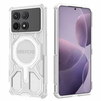 BIBERCAS J-16 Phone Case For Xiaomi Poco F6 Pro 5G  /  Redmi K70 5G  /  K70 Pro 5G Magnetic Case TPU + PC Cover - Transparent