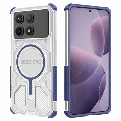 BIBERCAS J-16 Phone Case For Xiaomi Poco F6 Pro 5G  /  Redmi K70 5G  /  K70 Pro 5G Magnetic Case TPU + PC Cover - Blue