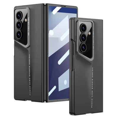 GKK For Samsung Galaxy Z Fold7 5G Case PC Ultra Slim Phone Cover with Tempered Glass Film  - Black
