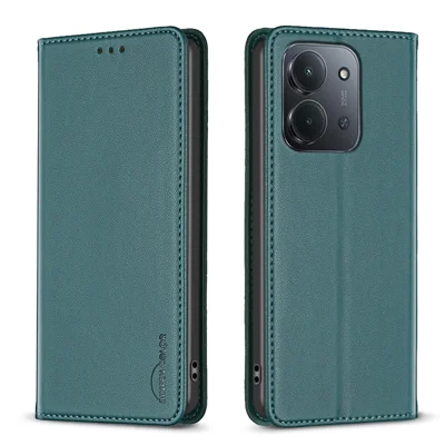 BINFEN COLOR For Xiaomi Redmi 15C 5G (EU) (173mm) / 15C 4G (EU) (173mm) Leather Case BF18 Phone Stand Cover with Card Slots - Green
