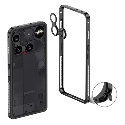 For Nothing Phone (3) 5G Bumper Cases Metal Frame Heat Dissipation Cover with Lens Protector - Black