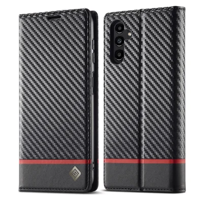LC.IMEEKE For Samsung Galaxy A17 5G / A17 4G Wallet Case Carbon Fiber Texture Leather Phone Cover - Horizontal Stripe