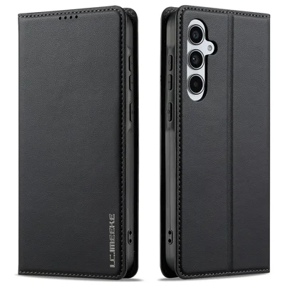 LC.IMEEKE L1 Series for Samsung Galaxy A17 5G / A17 4G Case PU Leather Wallet Stand Protective Phone Cover - Black