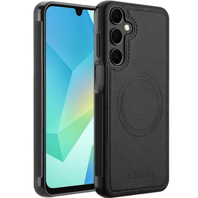 LC.IMEEKE For Samsung Galaxy A17 5G / A17 4G Magnetic Magnetic Case Leather + TPU Back Cover - Black