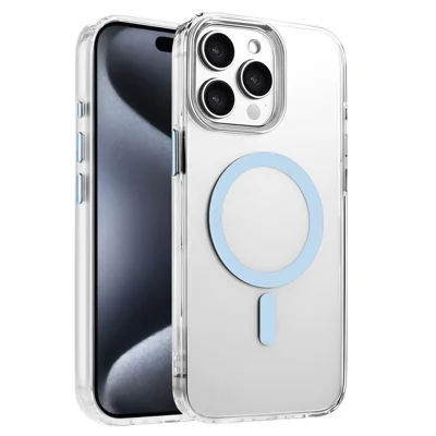 Voor iPhone 14 Pro Max hoesje compatibel met MagSafe transparant PC + TPU verzegeld magnetisch telefoonhoesje - Hemelsblauw