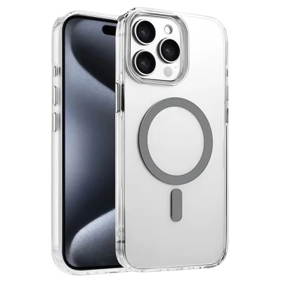 For iPhone 14 Pro Max Case Compatible with MagSafe Clear PC + TPU Sealed Magnetic Phone Cover - Grey