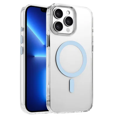 For iPhone 13 Pro Case Compatible with MagSafe Clear PC + TPU Sealed Magnetic Phone Cover - Sky Blue