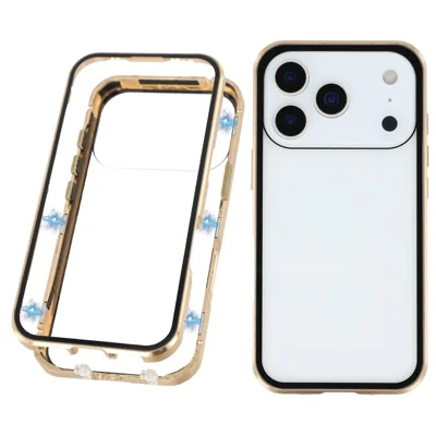 For iPhone 18 Pro Max / 17 Pro Max Full Body Case Magnetic Tempered Glass Double-Sided Phone Case - Gold