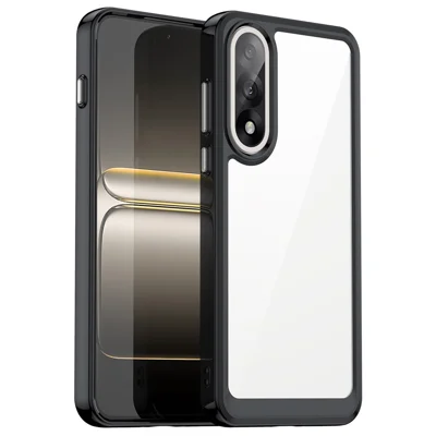 غطاء لهاتف OnePlus Nord 5 5G / Ace 5 Ultra 5G من مادة TPU والأكريليك، غطاء شفاف واقي - أسود