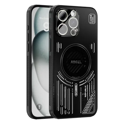 ABEEL For iPhone 13 Pro Max Magnetic Case Aluminium Alloy + PC + TPU Hollow Heat Dissipation Phone Cover - Black