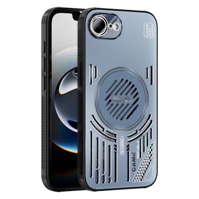 ABEEL For iPhone 17e / 16e Magnetic Case Aluminium Alloy + PC + TPU Hollow Heat Dissipation Phone Cover - Blue