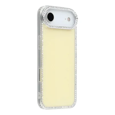 For iPhone Air Case Rhinestone Edge Glitter Back TPU + PC IMD Phone Cover - Glitter Light Yellow