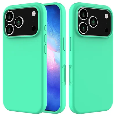 Voor iPhone 17 Pro Max hoesje Stootvrij Vloeibaar siliconen Zachte binnenvoering Achterkant telefoonhoesje - Groen