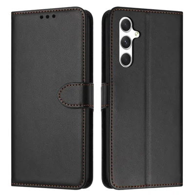 For Samsung Galaxy A18 4G / A18 5G / A17 4G / A17 5G / A26 5G / A16 4G / A16 5G / F17 5G / M17 5G Case Stand Wallet Leather Phone Cover with Strap - Black
