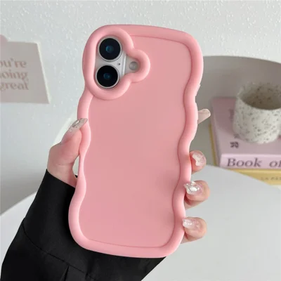 Bulk Purchasing For iPhone 16 Case Wave Edge Anti Drop TPU Phone Back Cover - Light Pink