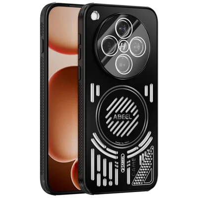 ABEEL For Oppo Find X8s+ 5G Magnetic Case Aluminium Alloy + PC + TPU Hollow Heat Dissipation Phone Cover - Black