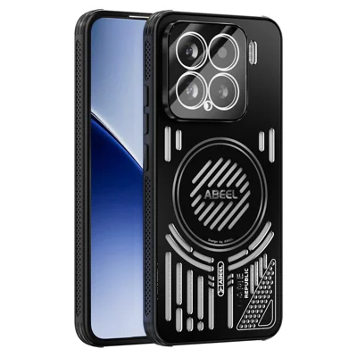 ABEEL For Xiaomi 15 Magnetic Case Aluminium Alloy + PC + TPU Hollow Heat Dissipation Phone Cover - Black