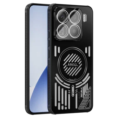 ABEEL For Xiaomi 15 Pro Magnetic Case Aluminium Alloy + PC + TPU Hollow Heat Dissipation Phone Cover - Black