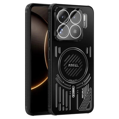 ABEEL Dla Xiaomi 15S Pro Etui Magnetyczne z Aluminiowej Stopy + PC + TPU, Wentylowane, Odprowadzające Ciepło - Czarny
