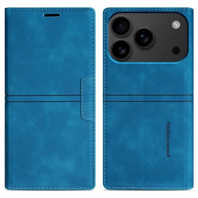For iPhone 18 Pro / 17 Pro Wallet Case Magnetic Closing Leather Phone Cover - Blue