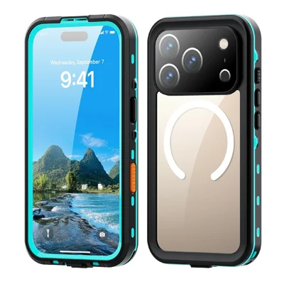 REDPEPPER Dot+ Series For iPhone 17 Pro Cellphone Case Compatible with MagSafe IP68 Waterproof Clear Back Phone Cover - Blue