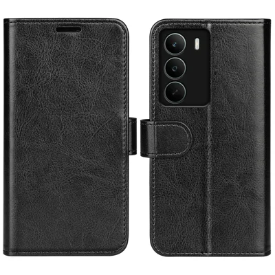For Realme C71 4G Case Crazy Horse Texture Stand Leather Phone Cover -  Black 