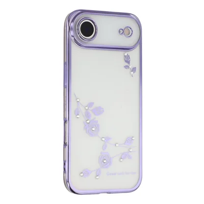 KADEM voor iPhone Air hoesje met bloemen strass decor TPU telefoonhoes - Paars