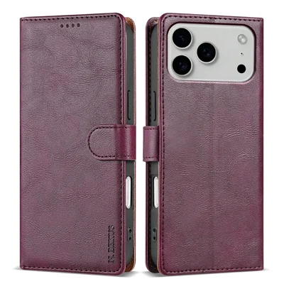 N.BEKUS CSJ-001 For iPhone 18 Pro Max / 17 Pro Max Stand Case PU Leather Wallet Phone Cover - Wine Red