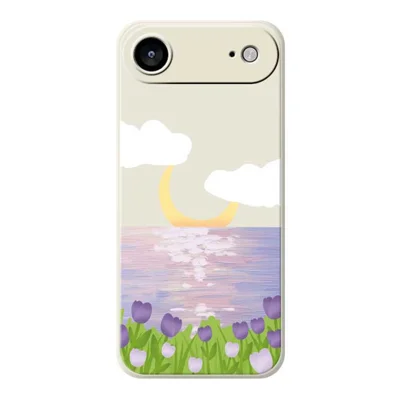 TPU-hoesje voor iPhone Air met bloemen- en zeepatroon, rechte rand, beige