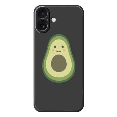 For iPhone 17 Case Cute Avocado Pattern Printing Straight Edge TPU Phone Back Cover - Black