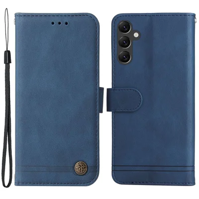 For Samsung Galaxy A14 5G / A14 4G Leather Wallet Cases Skin Touch Phone Cover Stand with Strap - Blue