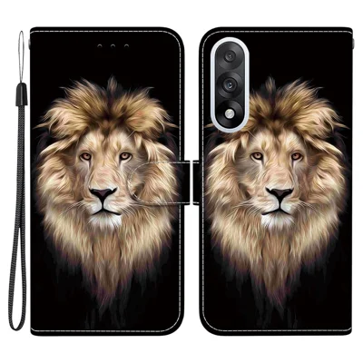 For OnePlus Nord 5 5G / Ace 5 Ultra 5G Case Pattern Printing Leather Flip Wallet Phone Cover with Lanyard - Lion Head