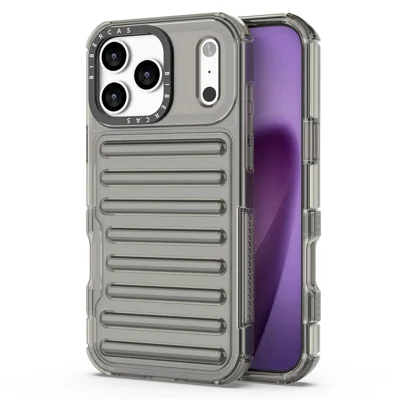 For iPhone 18 Pro Max / 17 Pro Max Case Stripe Design Anti-Slip Detachable TPU + PC Phone Cover - Grey