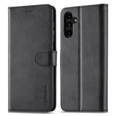 LC.IMEEKE для Samsung Galaxy A14 5G / A14 4G чехол-кошелек с сильной магнитной застежкой, подставка, текстура кожи теленка, чехол из искусственной кожи, ударопрочный чехол для телефона - черный
