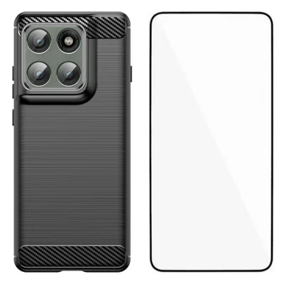 WANLONFENG For Motorola Edge 60 Pro 5G Case with Screen Film  LS Series Big Lens Hole Brushed Texture TPU Phone Cover - Black