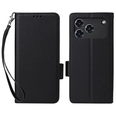 Til ZTE Blade A36 / nubia A36 Taske med Håndledssnor Litchi-struktur PU Læder Wallet Telefonbeskyttelse - Sort