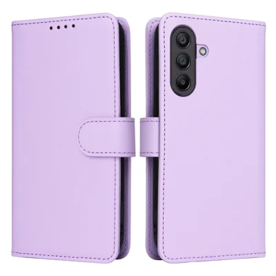 Folia magnetyczna na Samsung Galaxy A17 5G / A17 4G BETOPNICE, odkładana obudowa z ekodermu z paskiem - fioletowa