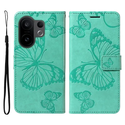 For vivo S30 Pro mini 5G Wallet Case Floral Butterfly Imprint Leather Phone Cover Stand -  Green